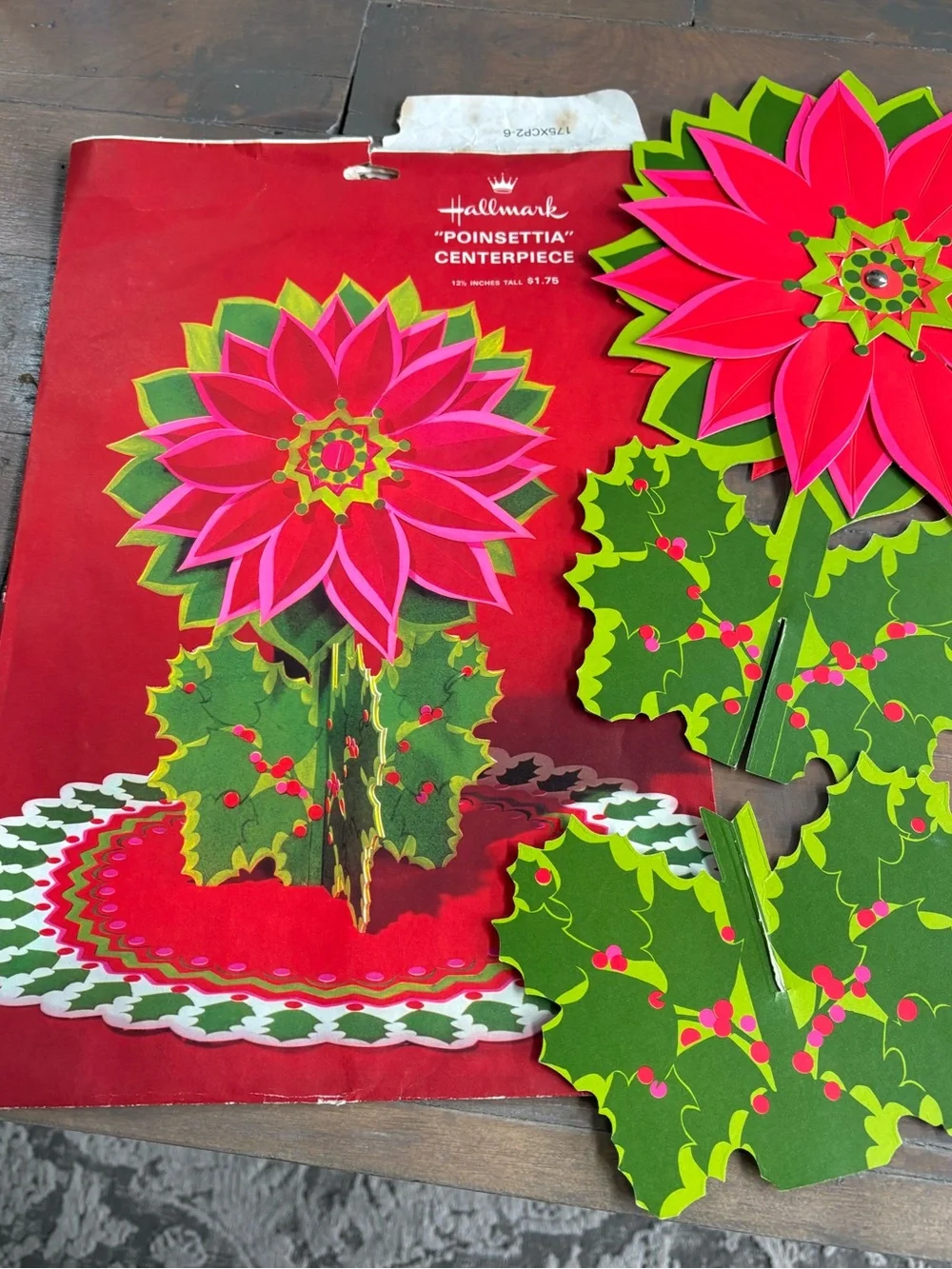 Hallmark Pink & Green Poinsettia Centerpiece Kit 1970